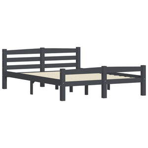 vidaXL Solid Wood Bed Dark Grey Pine 140x200 cm