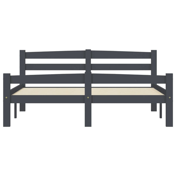 vidaXL Solid Wood Bed Dark Grey Pine 140x200 cm