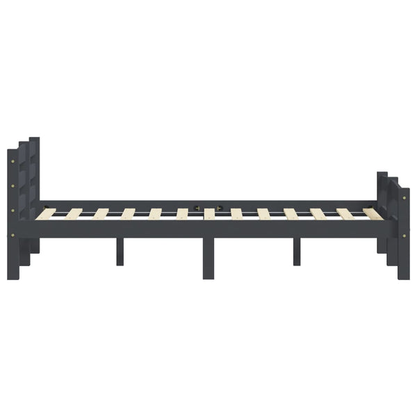 vidaXL Solid Wood Bed Dark Grey Pine 140x200 cm