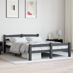 vidaXL Solid Wood Bed Dark Grey Pine 140x200 cm