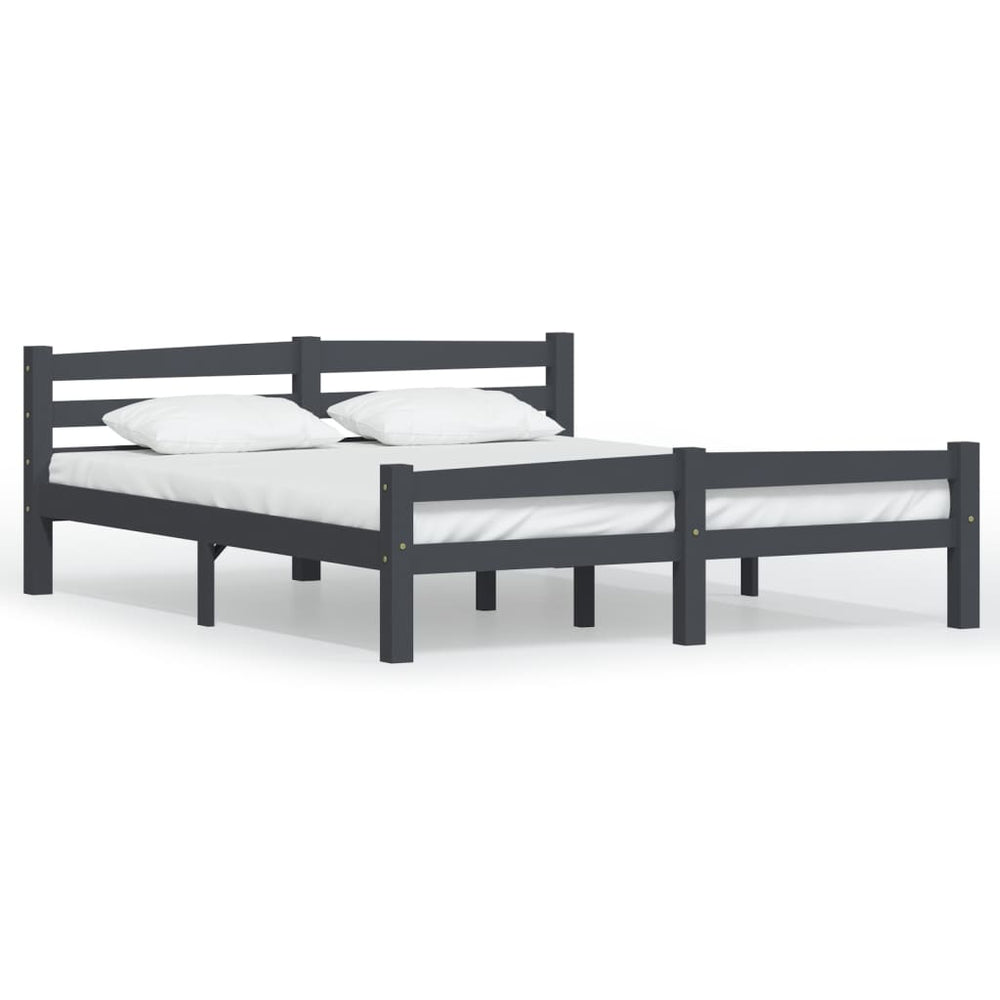 vidaXL Solid Wood Bed Dark Grey Pine 160x200 cm