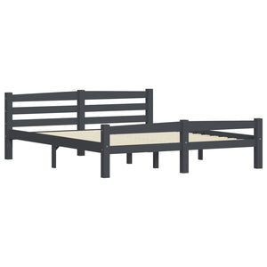 vidaXL Solid Wood Bed Dark Grey Pine 160x200 cm