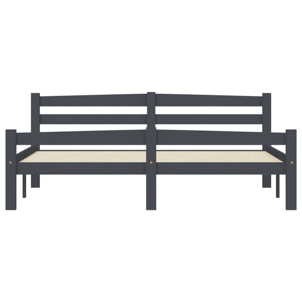 vidaXL Solid Wood Bed Dark Grey Pine 160x200 cm