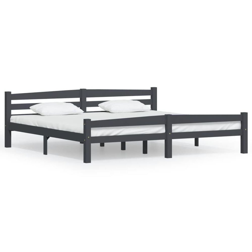 vidaXL Solid Pine Bed Dark Grey 200x200 cm
