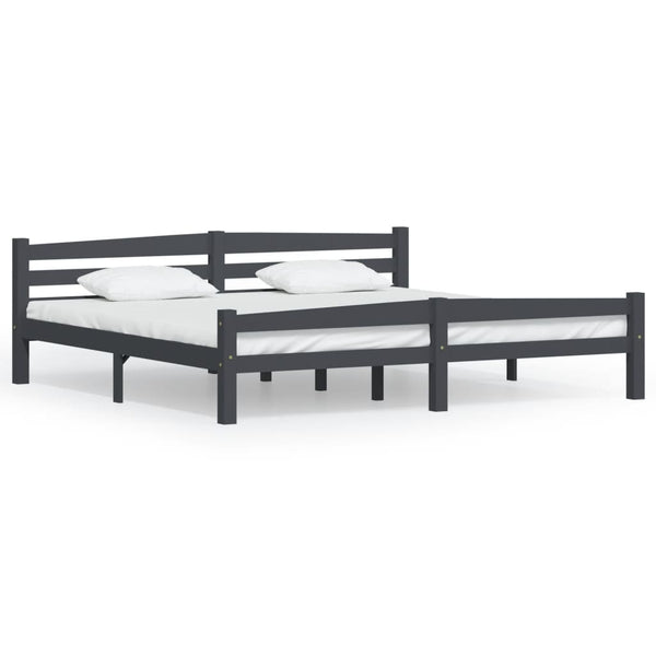 vidaXL Solid Pine Bed Dark Grey 200x200 cm