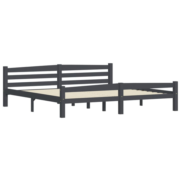 vidaXL Solid Pine Bed Dark Grey 200x200 cm