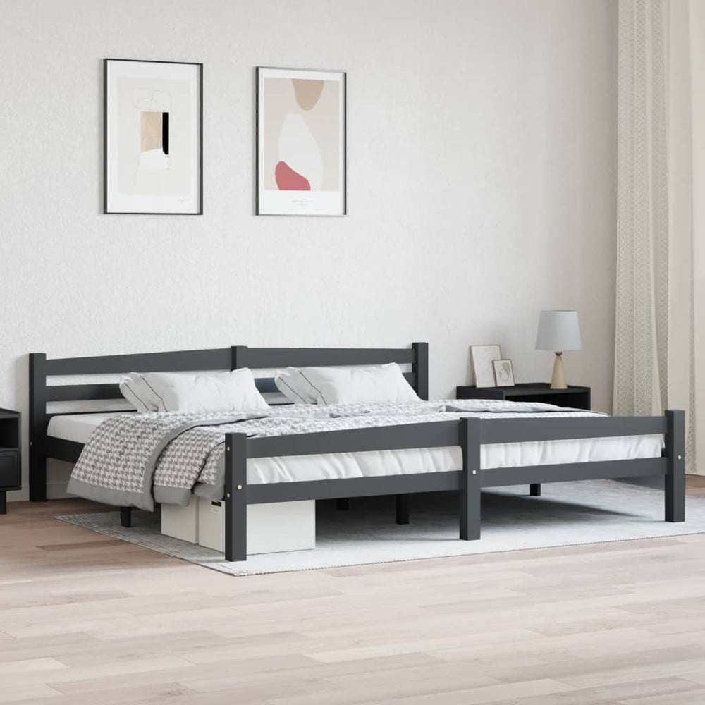 vidaXL Solid Pine Bed Dark Grey 200x200 cm