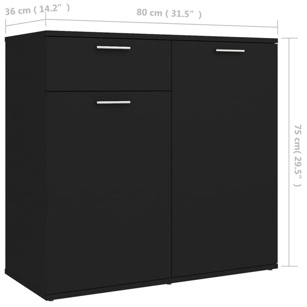 Schwarzes Sideboard 80 cm