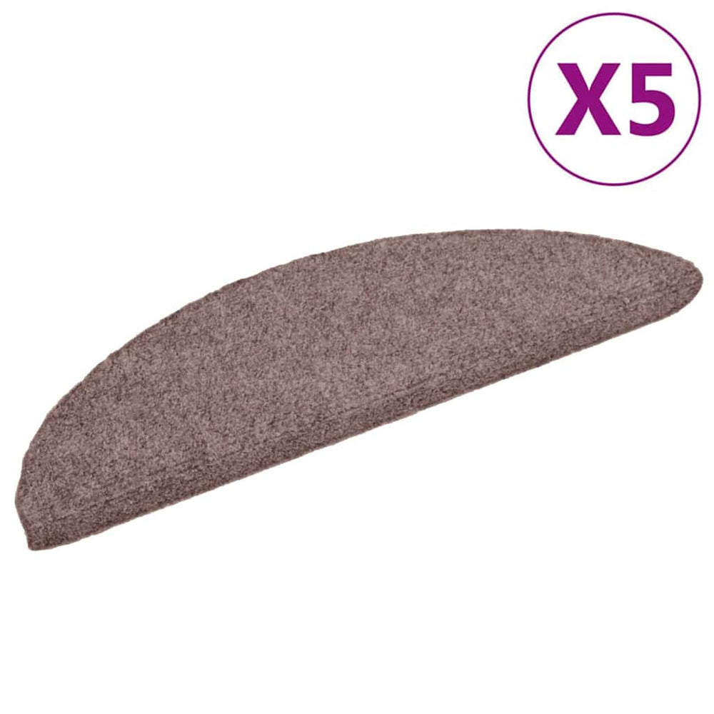 vidaXL Self-Adhesive Stair Mats 5 pcs. 56x17x3 cm Light Brown Half Round