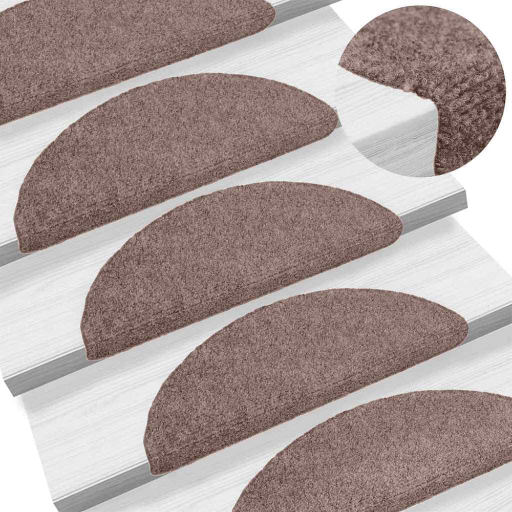 vidaXL Self-Adhesive Stair Mats 5 pcs. 56x17x3 cm Light Brown Half Round