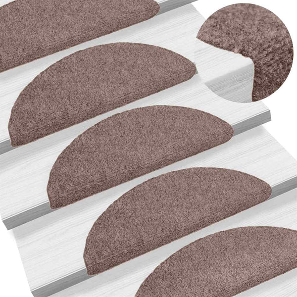 vidaXL Self-Adhesive Stair Mats 5 pcs. 56x17x3 cm Light Brown Half Round