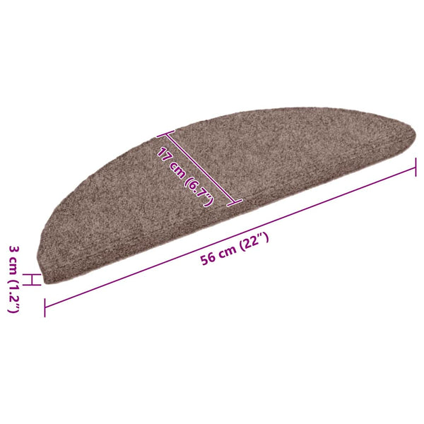 vidaXL Self-Adhesive Stair Treads 10 pcs 56x17x3 cm Light Brown Half-Round