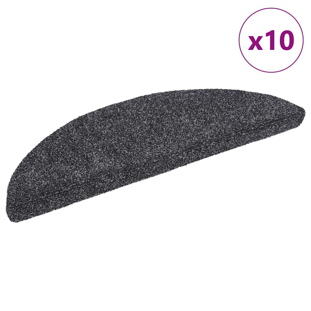 vidaXL Self-Adhesive Stair Mats 10 pcs. 56x17x3 cm Dark Grey Semi-Circular
