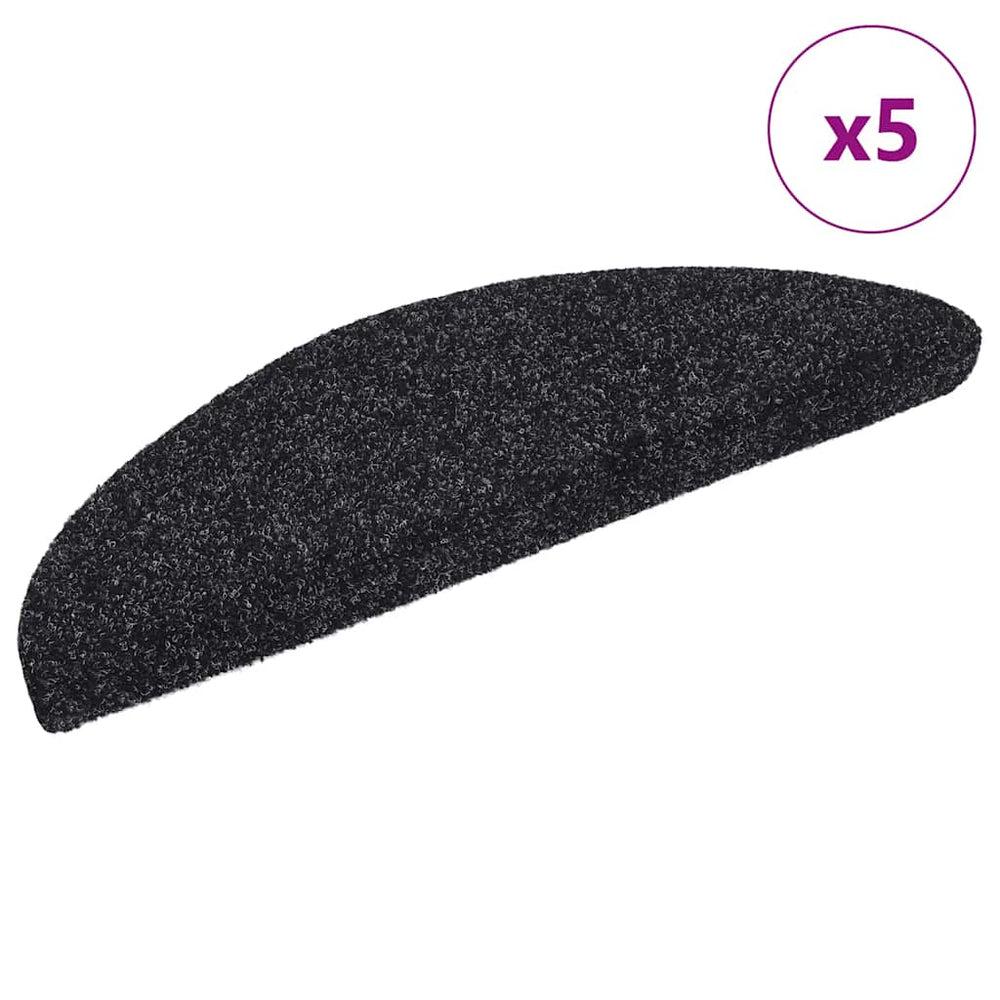vidaXL Self-Adhesive Stair Treads 5 pcs. 56x17x3 cm Black Semi-Circular