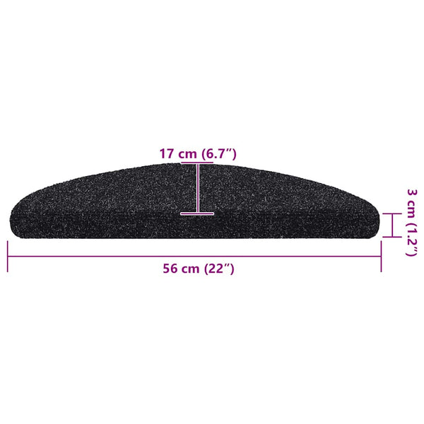 vidaXL Self-Adhesive Stair Treads 5 pcs. 56x17x3 cm Black Semi-Circular