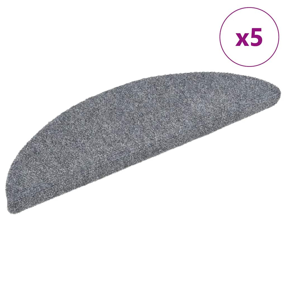 vidaXL Self-Adhesive Stair Treads 5 pcs. 56x17x3 cm Light Grey Semi-Circular