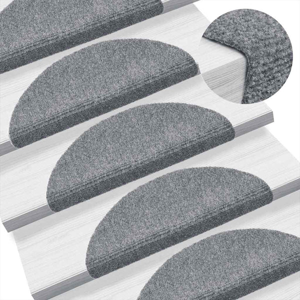 vidaXL Self-Adhesive Stair Treads 5 pcs. 56x17x3 cm Light Grey Semi-Circular