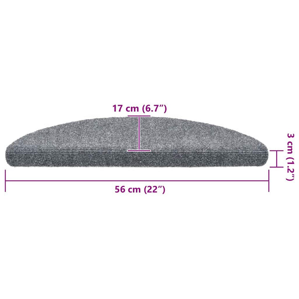 vidaXL Self-Adhesive Stair Treads 5 pcs. 56x17x3 cm Light Grey Semi-Circular