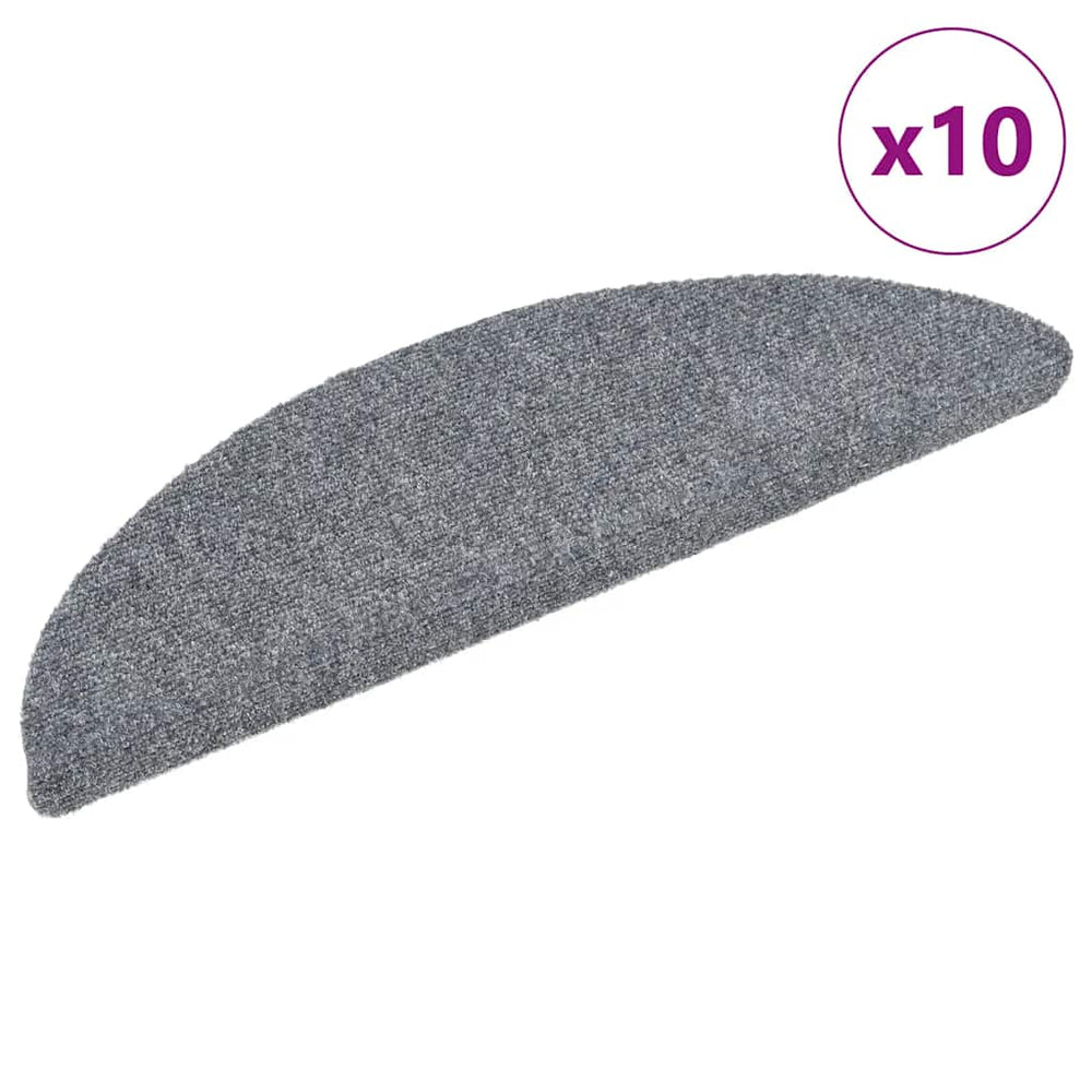 vidaXL Self-Adhesive Stair Mats 10 pcs Light Gray 56x17x3 cm