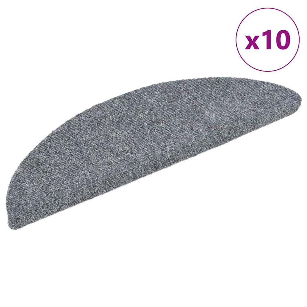 vidaXL Self-Adhesive Stair Mats 10 pcs Light Gray 56x17x3 cm