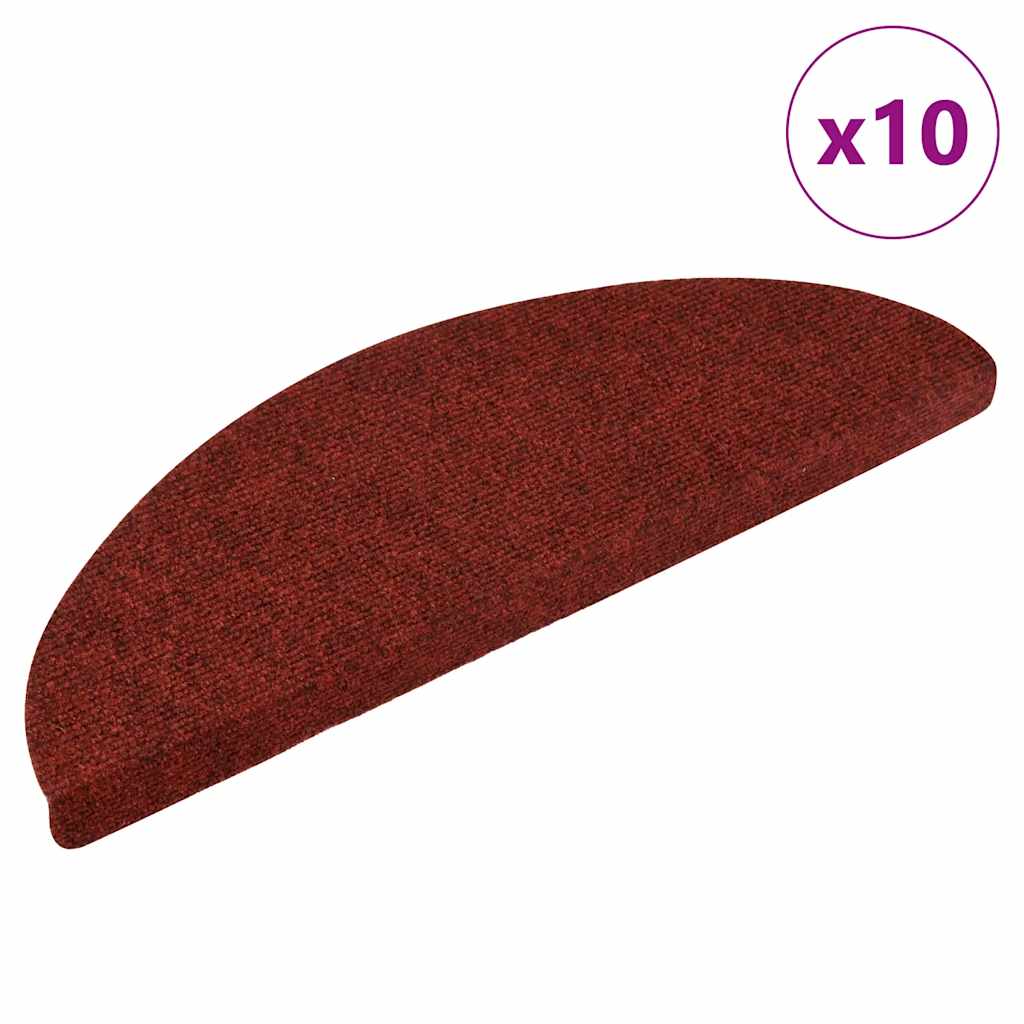 vidaXL Stair Mats Self-Adhesive 10 pcs 56x17x3 cm Burgundy Half Round