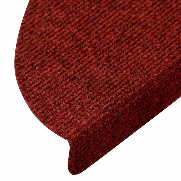 vidaXL Stair Mats Self-Adhesive 10 pcs 56x17x3 cm Burgundy Half Round