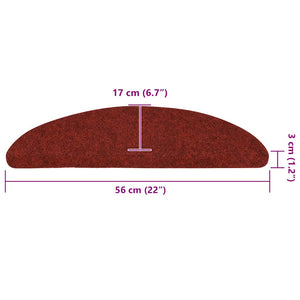 vidaXL Stair Mats Self-Adhesive 10 pcs 56x17x3 cm Burgundy Half Round