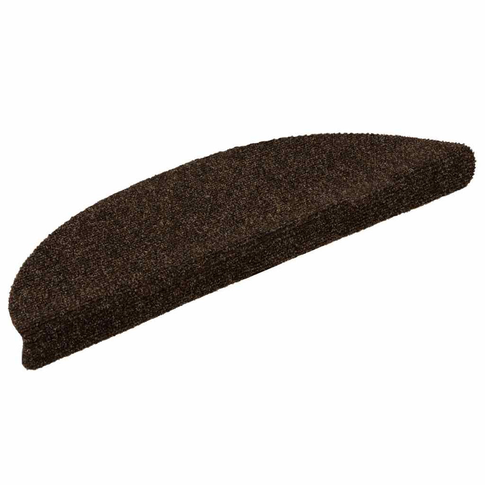 vidaXL Stair Mats Self-Adhesive 10 pcs 56x17x3 cm Brown Semi-Circular