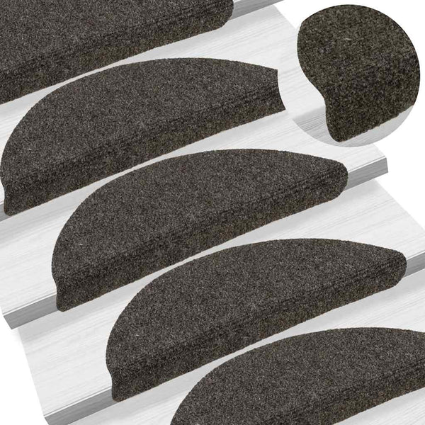 vidaXL Self-Adhesive Stair Mats 10 pcs 56x17x3 cm Anthracite Semi-Circular