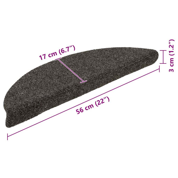 vidaXL Self-Adhesive Stair Mats 10 pcs 56x17x3 cm Anthracite Semi-Circular