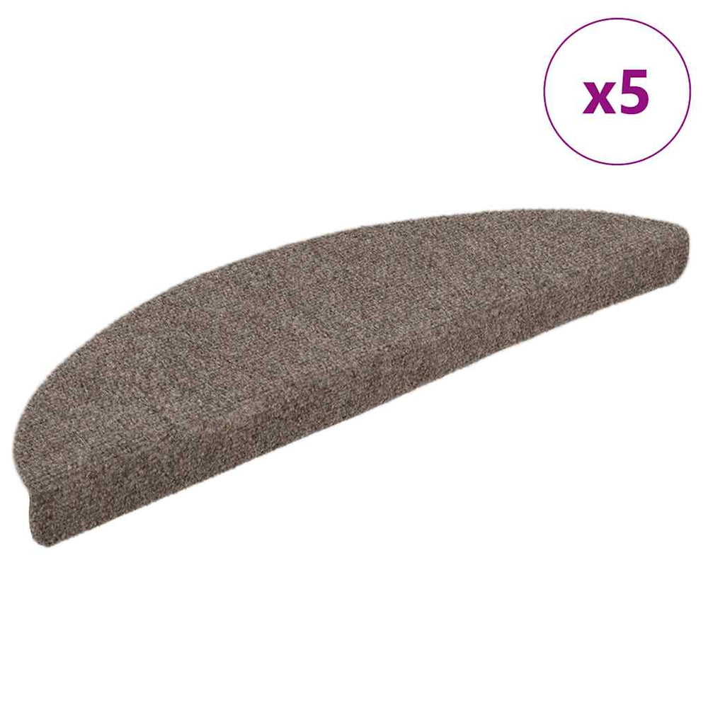 vidaXL Stair Mats Self-Adhesive 5 pcs. 56x17x3 cm Beige Semi-Circular