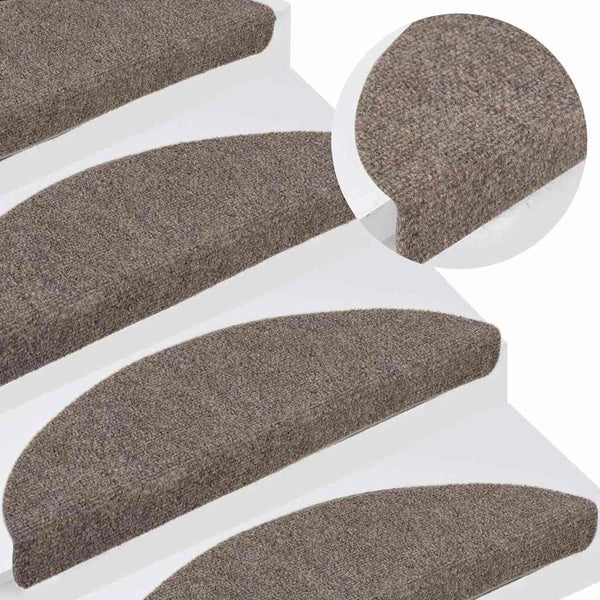 vidaXL Stair Mats Self-Adhesive 5 pcs. 56x17x3 cm Beige Semi-Circular