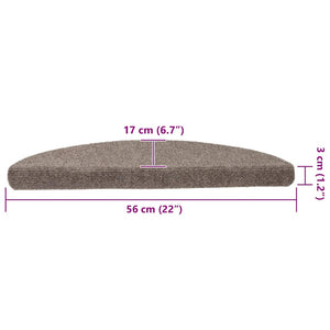 vidaXL Stair Mats Self-Adhesive 5 pcs. 56x17x3 cm Beige Semi-Circular