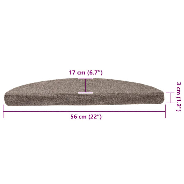 vidaXL Stair Mats Self-Adhesive 5 pcs. 56x17x3 cm Beige Semi-Circular