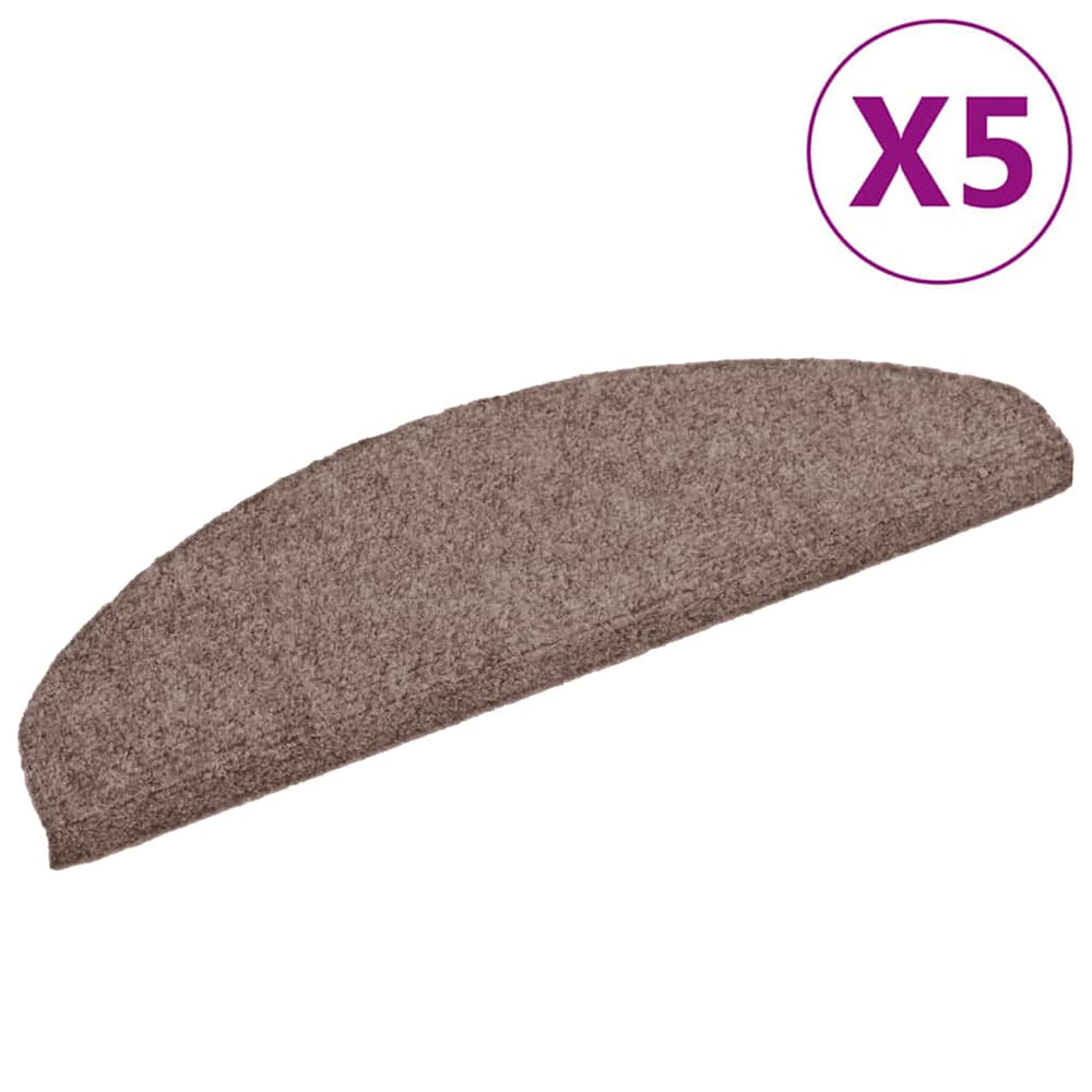 vidaXL Self-Adhesive Stair Mats 5 pcs. 65x21x4 cm Light Brown Semi-Circular Large