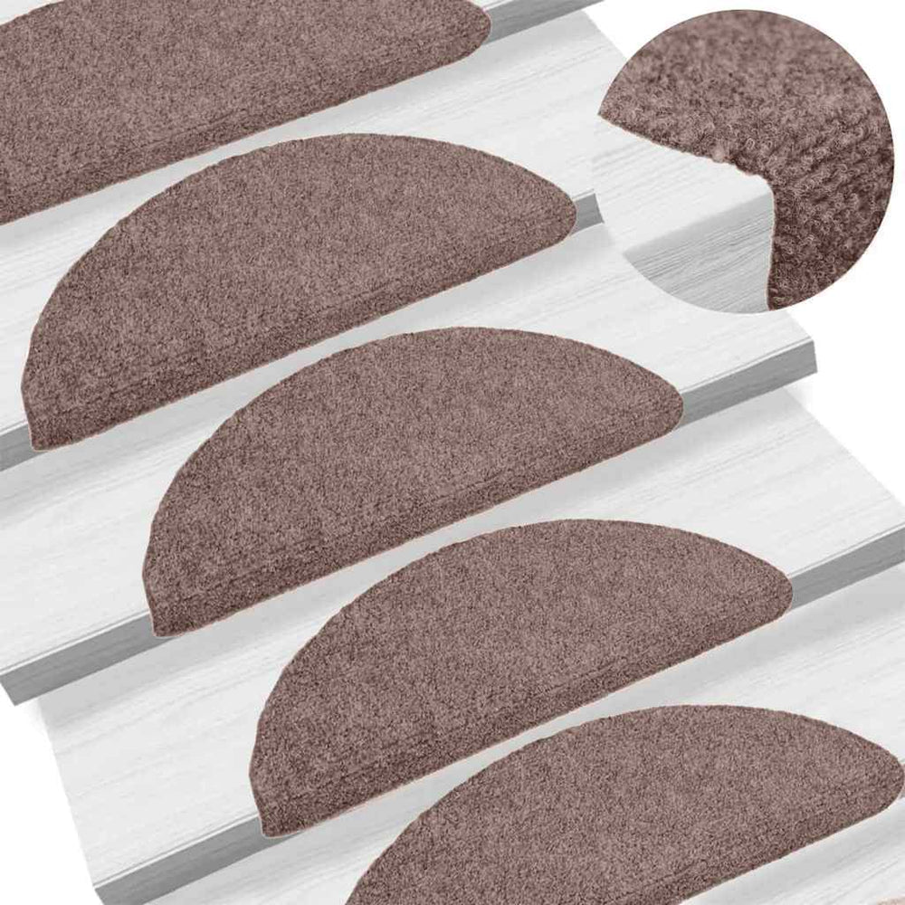 vidaXL Self-Adhesive Stair Mats 5 pcs. 65x21x4 cm Light Brown Semi-Circular Large