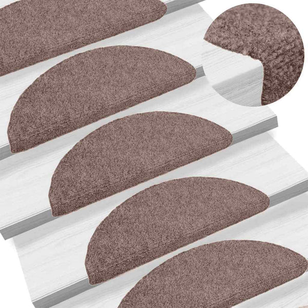 vidaXL Self-Adhesive Stair Mats 5 pcs. 65x21x4 cm Light Brown Semi-Circular Large