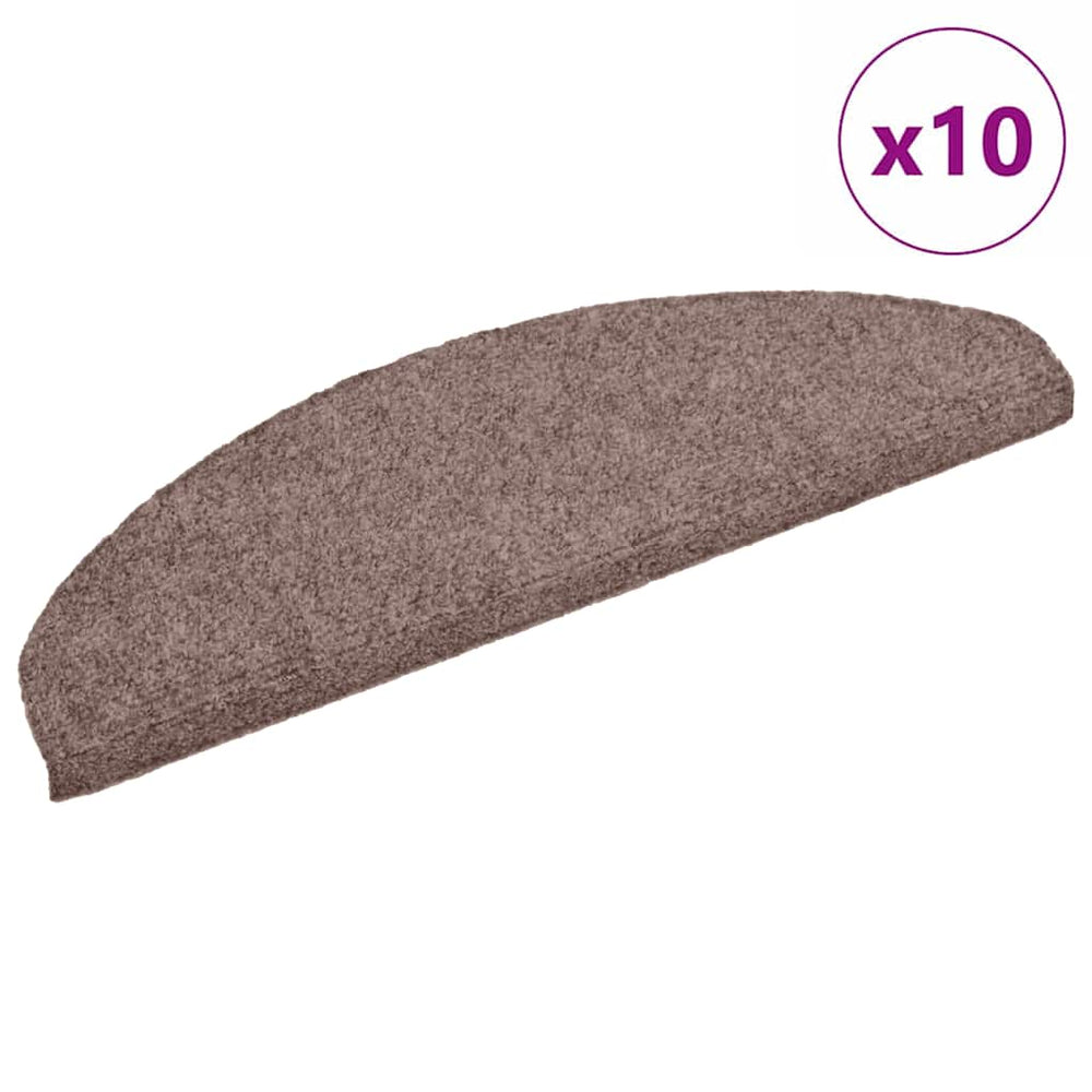 vidaXL Self-Adhesive Stair Mats 10 pcs 65x21x4 cm Light Brown Semi-Circular Large