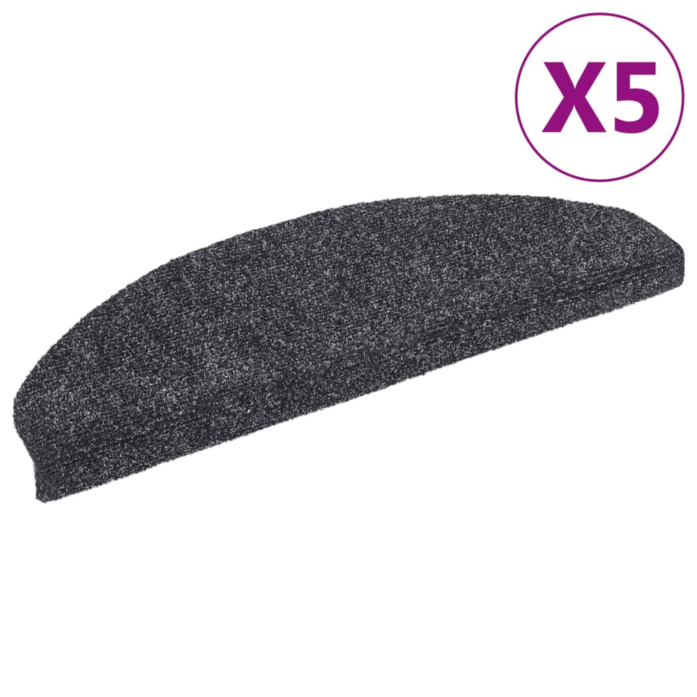 vidaXL Self-Adhesive Stair Treads 5 pcs. 65x21x4 cm Dark Grey Semi-Circular Large
