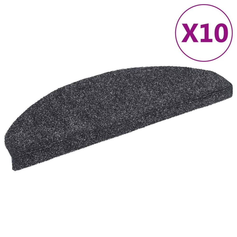 vidaXL Stair Mats Self-Adhesive 10 pcs 65x21x4 cm Dark Grey Half Round Large