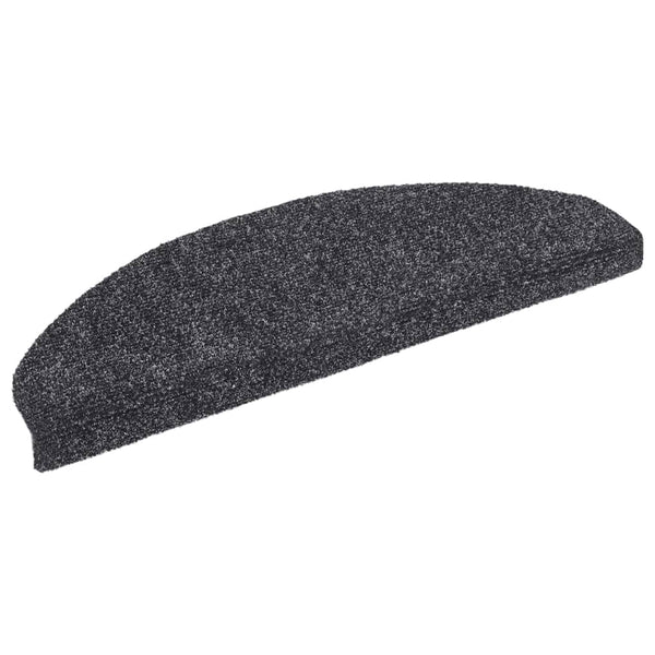 vidaXL Stair Mats Self-Adhesive 10 pcs 65x21x4 cm Dark Grey Half Round Large