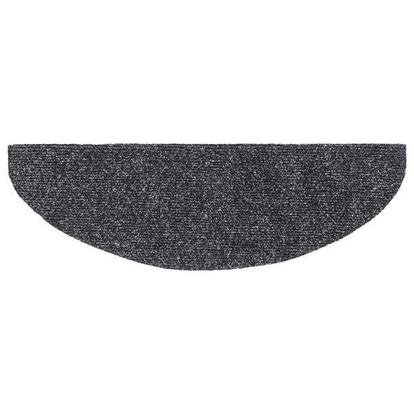 vidaXL Stair Mats Self-Adhesive 10 pcs 65x21x4 cm Dark Grey Half Round Large