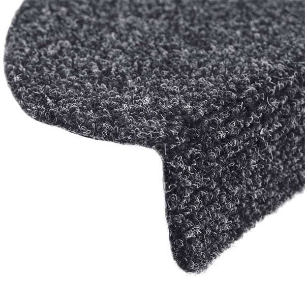 vidaXL Stair Mats Self-Adhesive 10 pcs 65x21x4 cm Dark Grey Half Round Large