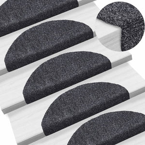 vidaXL Stair Mats Self-Adhesive 10 pcs 65x21x4 cm Dark Grey Half Round Large