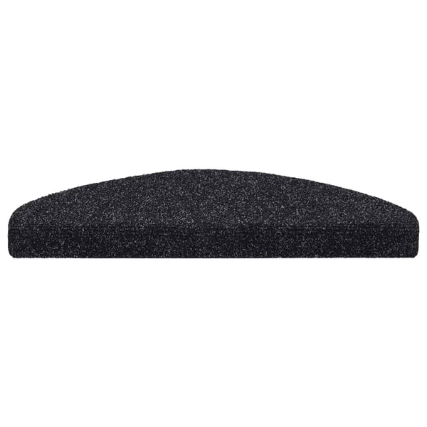 vidaXL Self-Adhesive Stair Mats 5 pcs. 65x21x4 cm Black Semi-Circular Large
