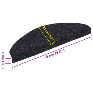 vidaXL Stair Mats Self-Adhesive 10 pcs 65x21x4 cm Black Semi-Circular Large