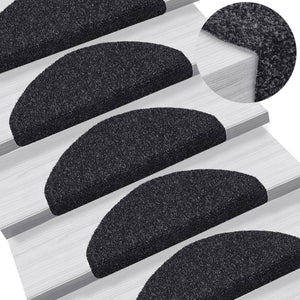 vidaXL Stair Mats Self-Adhesive 10 pcs 65x21x4 cm Black Semi-Circular Large