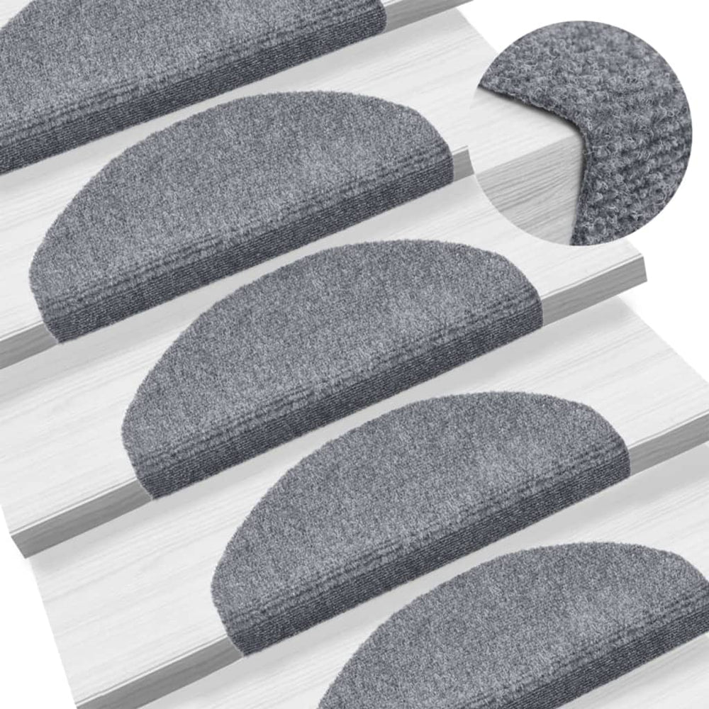 vidaXL Self-Adhesive Stair Mats 5 pcs. 65x21x4 cm Light Grey Semi-Circular Large