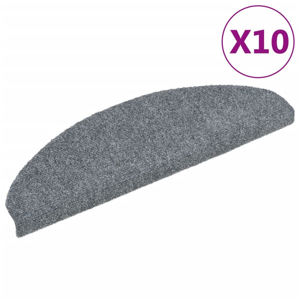 vidaXL Self-Adhesive Stair Mats 10 pcs 65x21x4 cm Light Grey Semi-Circular Large