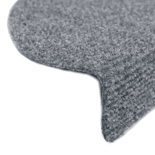 vidaXL Self-Adhesive Stair Mats 10 pcs 65x21x4 cm Light Grey Semi-Circular Large